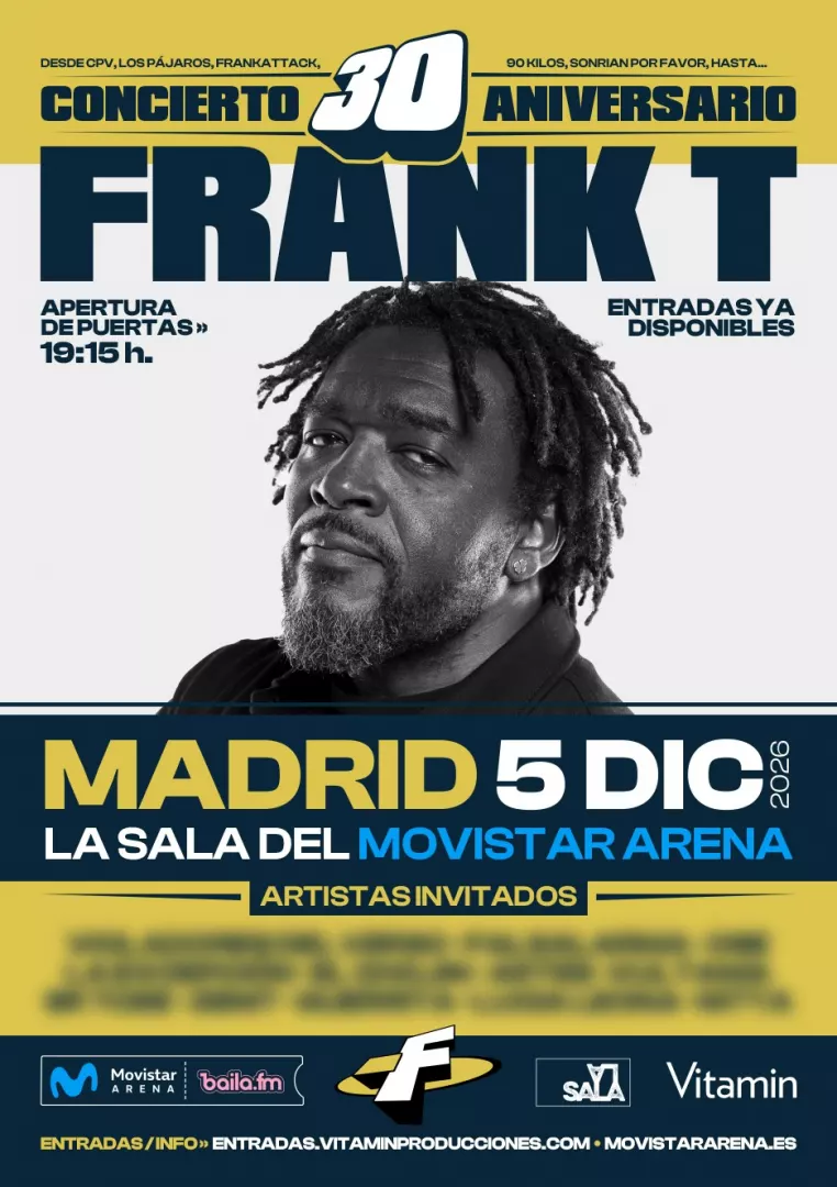 Cartel del evento Frank T- Concierto 30 Aniversario
