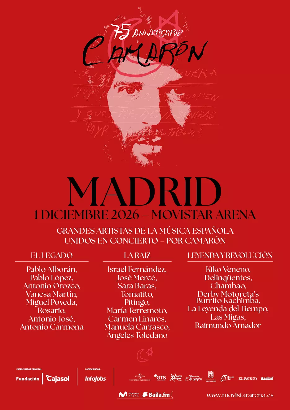 Cartel del evento 75 Aniversario Camarón